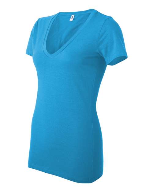 Bella + Canvas B6035 Ladies' Jersey Short-Sleeve Deep V-Neck T-Shirt #color_NEON BLUE