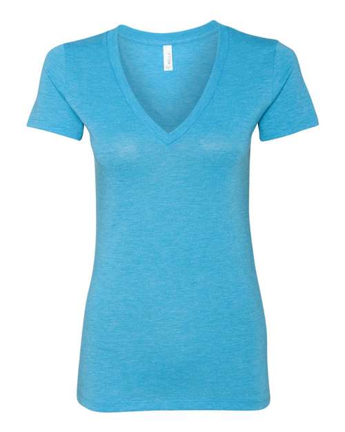 Bella + Canvas 8435 Ladies' Triblend Short-Sleeve Deep V-Neck T-Shirt #color_AQUA TRIBLEND