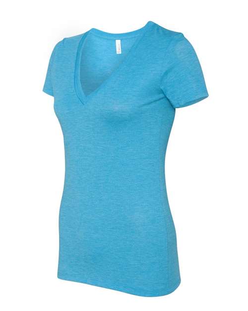 Bella + Canvas 8435 Ladies' Triblend Short-Sleeve Deep V-Neck T-Shirt #color_AQUA TRIBLEND