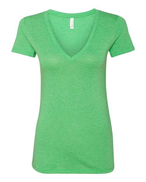 Bella + Canvas 8435 Ladies' Triblend Short-Sleeve Deep V-Neck T-Shirt #color_GREEN TRIBLEND