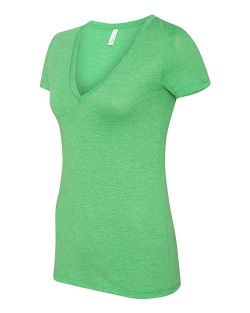 Bella + Canvas 8435 Ladies' Triblend Short-Sleeve Deep V-Neck T-Shirt #color_GREEN TRIBLEND