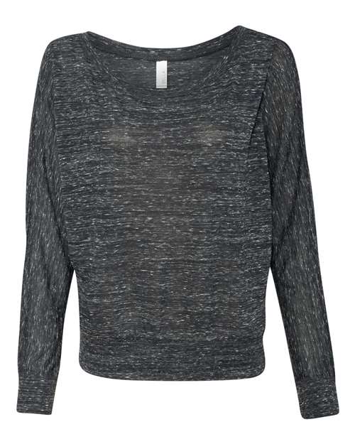 Bella + Canvas 8850 Ladies' Flowy Long-Sleeve Off Shoulder T-Shirt #color_BLACK MARBLE