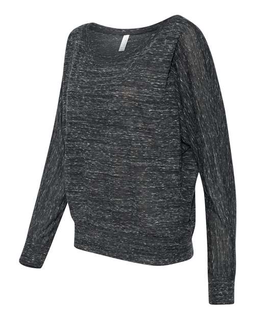 Bella + Canvas 8850 Ladies' Flowy Long-Sleeve Off Shoulder T-Shirt #color_BLACK MARBLE