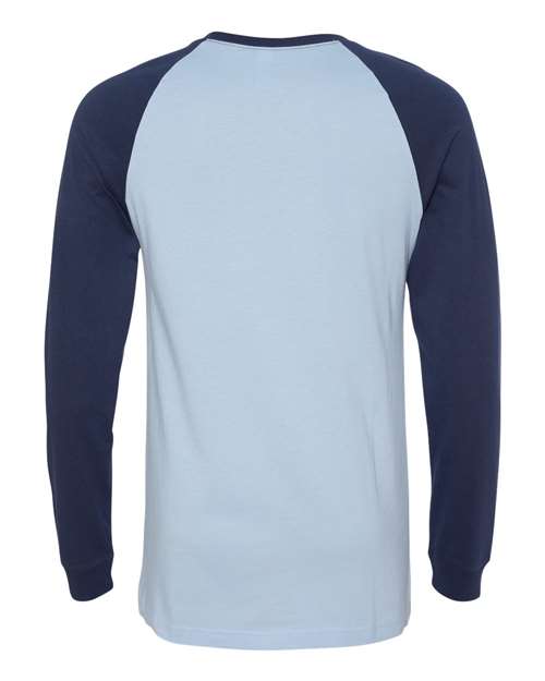 Bella + Canvas 3000C Men's Jersey Long-Sleeve Baseball T-Shirt #color_BABY BLUE/ NAVY