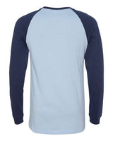 Bella + Canvas 3000C Men's Jersey Long-Sleeve Baseball T-Shirt #color_BABY BLUE/ NAVY