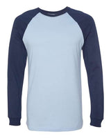 Bella + Canvas 3000C Men's Jersey Long-Sleeve Baseball T-Shirt #color_BABY BLUE/ NAVY