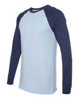 Bella + Canvas 3000C Men's Jersey Long-Sleeve Baseball T-Shirt #color_BABY BLUE/ NAVY