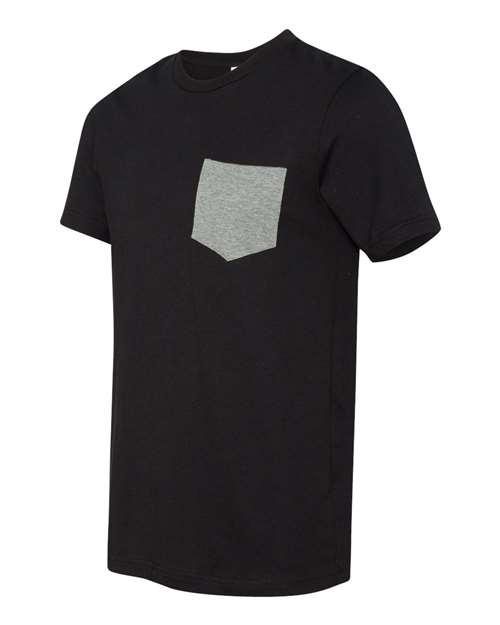 Bella + Canvas 3021 Men's Jersey Short-Sleeve Pocket T-Shirt #color_BLACK/ DEEP HTHR