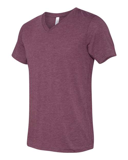 Bella + Canvas 3415C Unisex Triblend V-Neck T-Shirt #color_MAROON TRIBLEND
