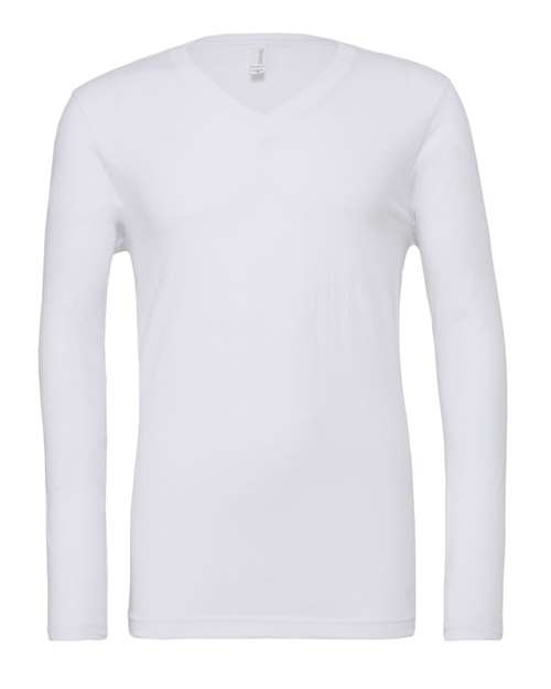 Bella + Canvas 3425 Unisex Jersey Long-Sleeve V-Neck T-Shirt #color_WHITE