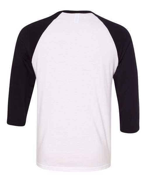 Bella + Canvas 3200 Unisex 3/4-Sleeve Baseball T-Shirt #color_WHITE/ BLACK