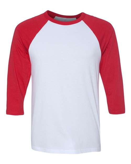 Bella + Canvas 3200 Unisex 3/4-Sleeve Baseball T-Shirt #color_WHITE/ RED