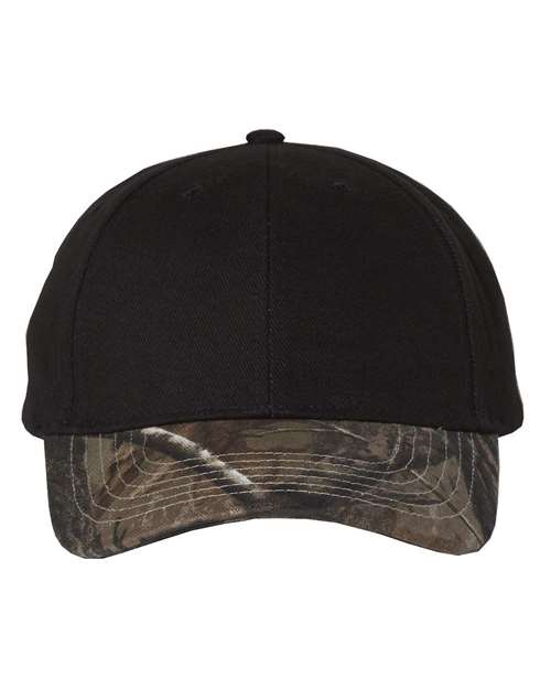 Kati LC25 Solid Crown with Camo Visor Cap #color_Black/ Realtree AP