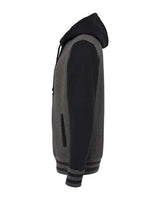 Independent Trading Co. IND45UVZ Heavyweight Varsity Full-Zip Hooded Sweatshirt #color_Charcoal Heather/ Black