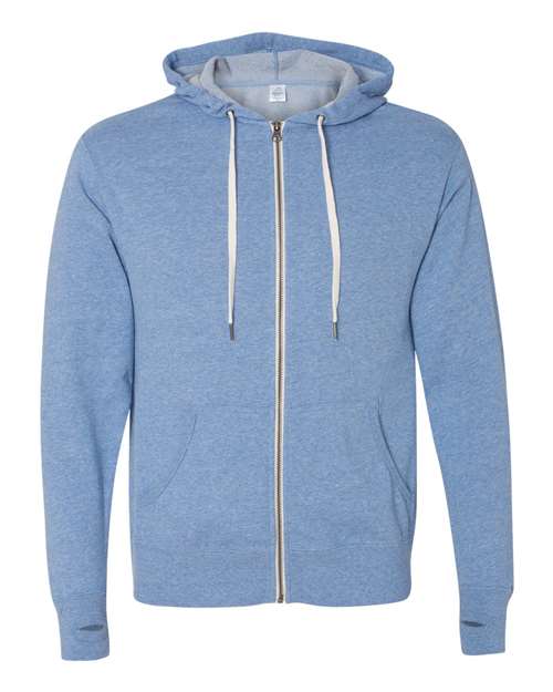 Independent Trading Co. PRM90HTZ Heathered French Terry Full-Zip Hooded Sweatshirt #color_Sky Heather