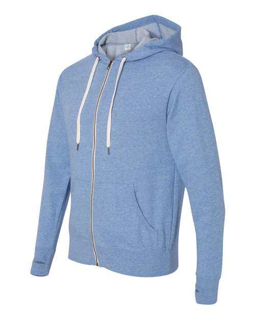 Independent Trading Co. PRM90HTZ Heathered French Terry Full-Zip Hooded Sweatshirt #color_Sky Heather