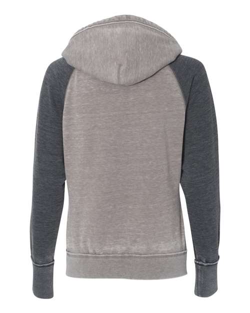 J America JA8926 Ladies' Zen Contrast Pullover Hooded Sweatshirt #color_CEMENT/ DK SMOKE