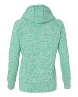 J America JA8616 Ladies' Cosmic Contrast Fleece Hooded Sweatshirt #color_EMER FLK/ NEO YL