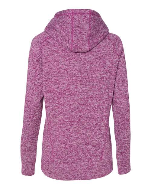 J America JA8616 Ladies' Cosmic Contrast Fleece Hooded Sweatshirt #color_MAG FLCK/ NEO YL