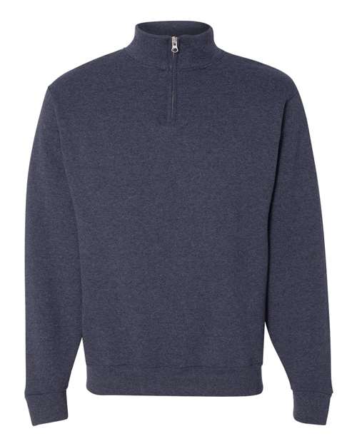 Jerzees 995M Adult NuBlend Quarter-Zip Cadet Collar Sweatshirt #color_VINTAGE HTR NAVY