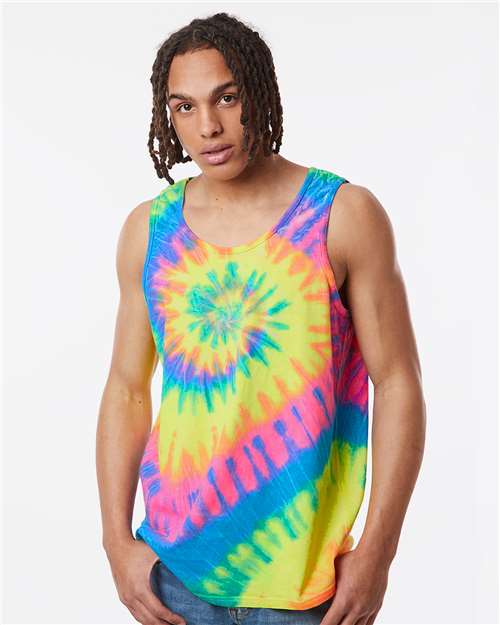 Dyenomite 420MS Multi-Color Spiral Tie-Dyed Tank Top