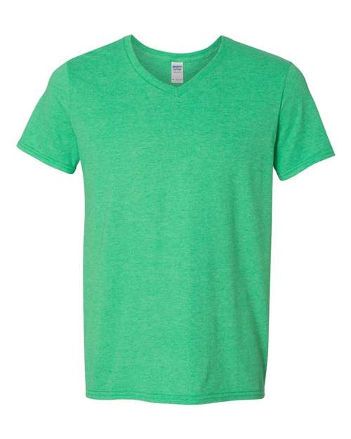 Gildan G64V Adult Softstyle V-Neck T-Shirt #color_HTHR IRISH GREEN