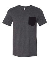 Bella + Canvas 3021 Men's Jersey Short-Sleeve Pocket T-Shirt #color_DRK GRY HTR/ BLK
