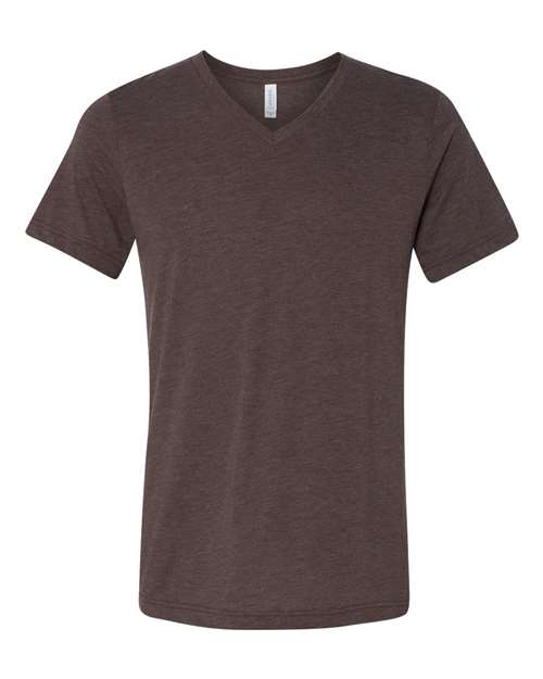 Bella + Canvas 3415C Unisex Triblend V-Neck T-Shirt #color_BROWN TRIBLEND