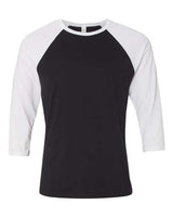 Bella + Canvas 3200 Unisex 3/4-Sleeve Baseball T-Shirt #color_BLACK/ WHITE