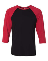 Bella + Canvas 3200 Unisex 3/4-Sleeve Baseball T-Shirt #color_BLACK/ RED