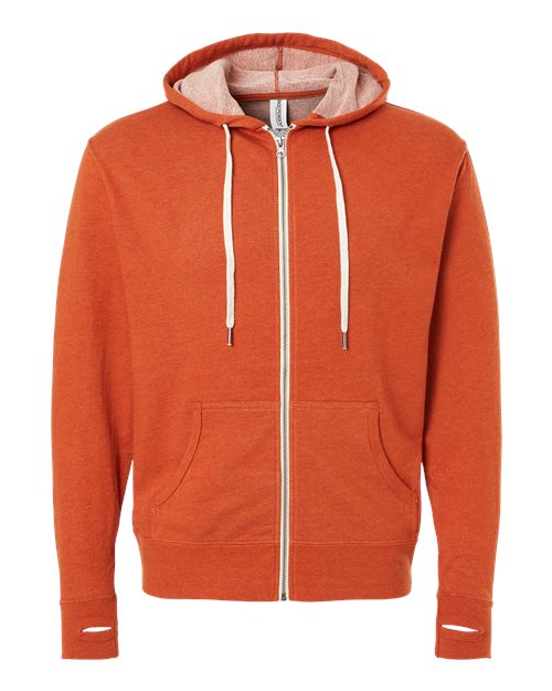 Independent Trading Co. PRM90HTZ Heathered French Terry Full-Zip Hooded Sweatshirt #color_Burnt Orange Heather
