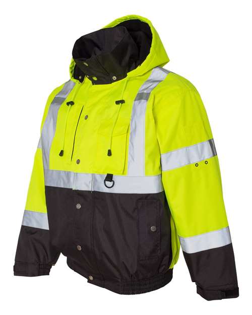 Kishigo JS130-132 Ripstop Bomber Jacket #color_Lime/ Black