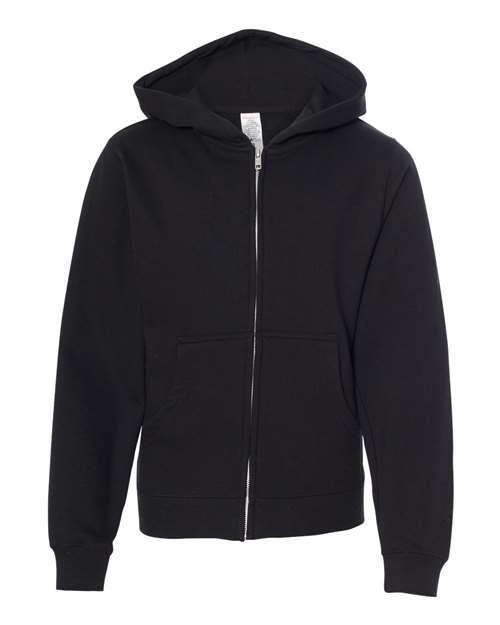 Independent Trading Co. SS4001YZ Youth Midweight Full-Zip Hooded Sweatshirt #color_Black