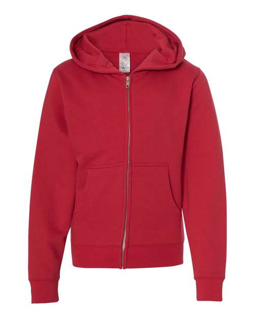 Independent Trading Co. SS4001YZ Youth Midweight Full-Zip Hooded Sweatshirt #color_Red