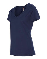 Hanes S04V Ladies' Nano-T V-Neck T-Shirt #color_NAVY