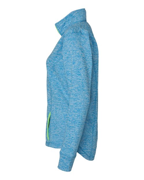 J America JA8617 Ladies' Cosmic Fleece Quarter-Zip #color_EL BLUE/ NEON GR
