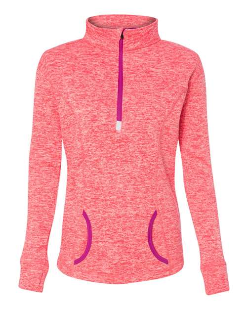 J America JA8617 Ladies' Cosmic Fleece Quarter-Zip #color_FRE CRL/ MAGENTA
