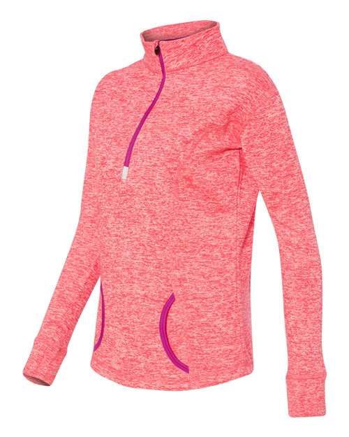 J America JA8617 Ladies' Cosmic Fleece Quarter-Zip #color_FRE CRL/ MAGENTA