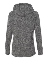 J America JA8616 Ladies' Cosmic Contrast Fleece Hooded Sweatshirt #color_CHR FLK/ FIRE CR