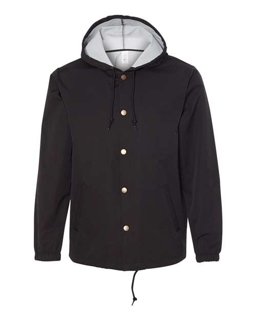 Independent Trading Co. EXP95NB Water-Resistant Hooded Windbreaker #color_Black