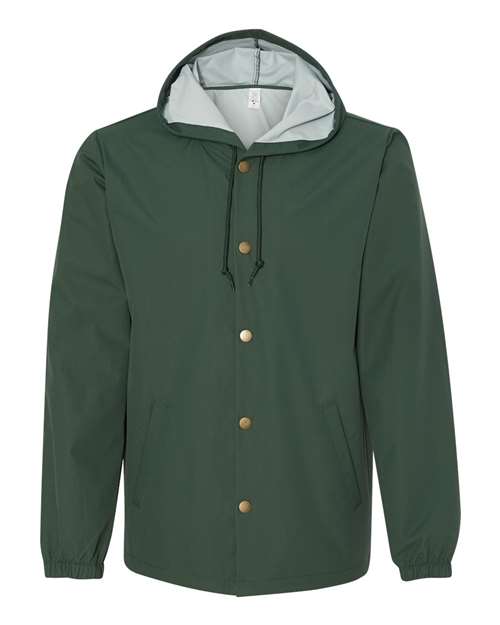 Independent Trading Co. EXP95NB Water-Resistant Hooded Windbreaker #color_Forest Green