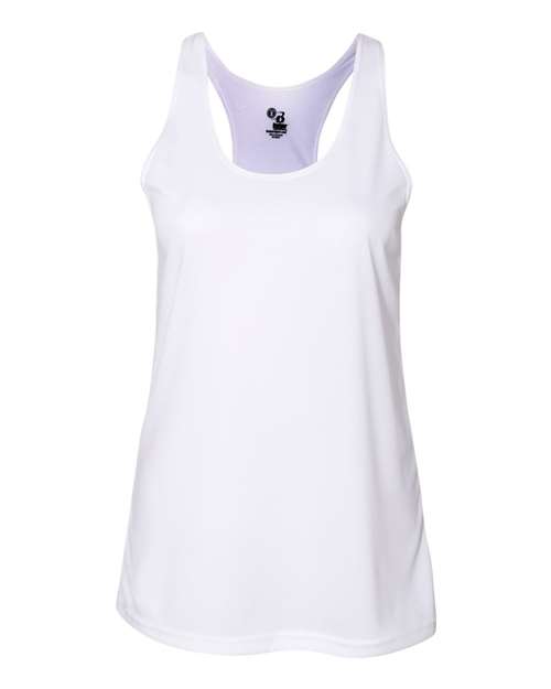 Badger 4166 Women’s B-Core Racerback Tank Top #color_White