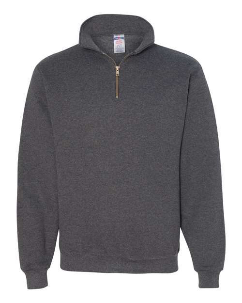 Jerzees 4528 Adult Super Sweats NuBlend Fleece Quarter-Zip Pullover #color_BLACK HEATHER