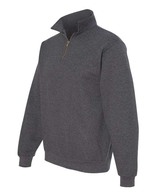Jerzees 4528 Adult Super Sweats NuBlend Fleece Quarter-Zip Pullover #color_BLACK HEATHER