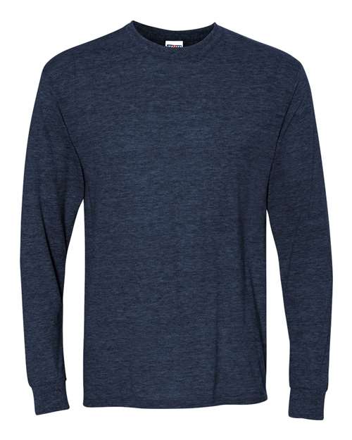 Jerzees 29L Adult DRI-POWER ACTIVE Long-Sleeve T-Shirt #color_VINT HTHR NAVY
