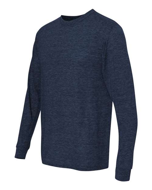 Jerzees 29L Adult DRI-POWER ACTIVE Long-Sleeve T-Shirt #color_VINT HTHR NAVY