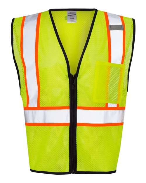 Kishigo 1527-1528 Economy Contrasting Vest with Zippered Front