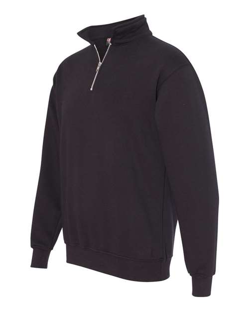 Bayside BA920 Unisex 9.5 oz., 80/20 Quarter-Zip Pullover Sweatshirt #color_BLACK