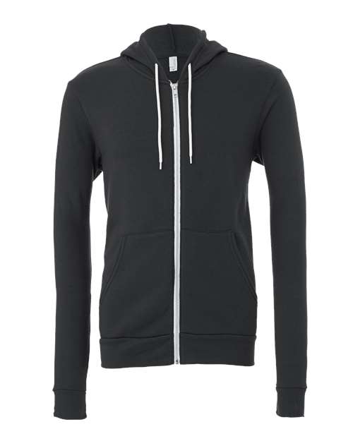 Bella + Canvas 3739 Unisex Poly-Cotton Fleece Full-Zip Hooded Sweatshirt #color_DARK GREY