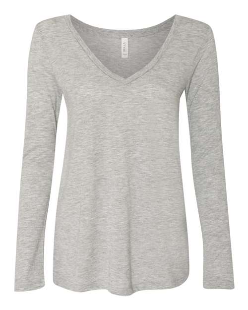 Bella + Canvas 8855 Ladies' Flowy Long-Sleeve V-Neck #color_ATHLETIC HEATHER